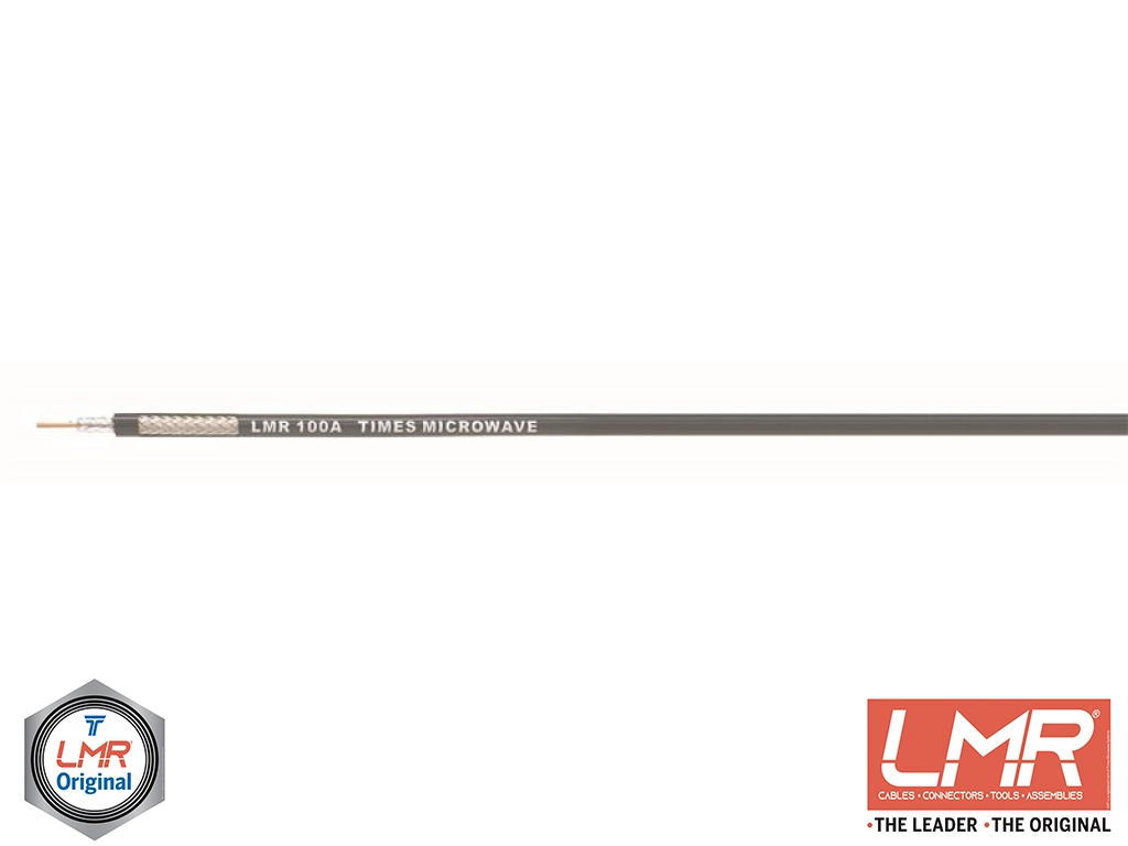 50 Ohm LMR-100-PUR coax cable with UV and abrasion-resistance, flexible, polyurethane jacket.